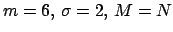 $ m=6,\, \sigma=2,\, M=N$