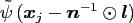 $ \tilde\psi\left({\ensuremath{\boldsymbol{x}}}_j - \ensuremath{\boldsymbol{n}}^{-1}\odot
\ensuremath{\boldsymbol{l}}\right)$