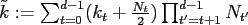 $ \tilde
k:=\sum_{t=0}^{d-1} (k_t+\frac{N_t}{2}) \prod_{t'=t+1}^{d-1} N_{t'}$