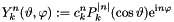 \[ Y_k^n(\vartheta,\varphi) := c_k^n P_k^{|n|}(\cos\vartheta) \mathrm{e}^{\mathrm{i} n \varphi} \]