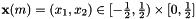 $\mathbf{x}(m) = \left(x_1,x_2\right) \in [-\frac{1}{2},\frac{1}{2}) \times [0,\frac{1}{2}]$